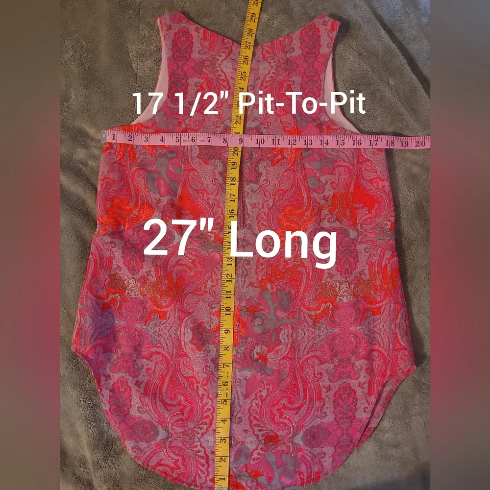 CAbi Red Asymmetrical Sleeveless Tank Top
